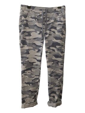 Democracy Blue Camo Stretch Ab Leisure High Rise Roll Cuff Pant Streetwear Sz 6